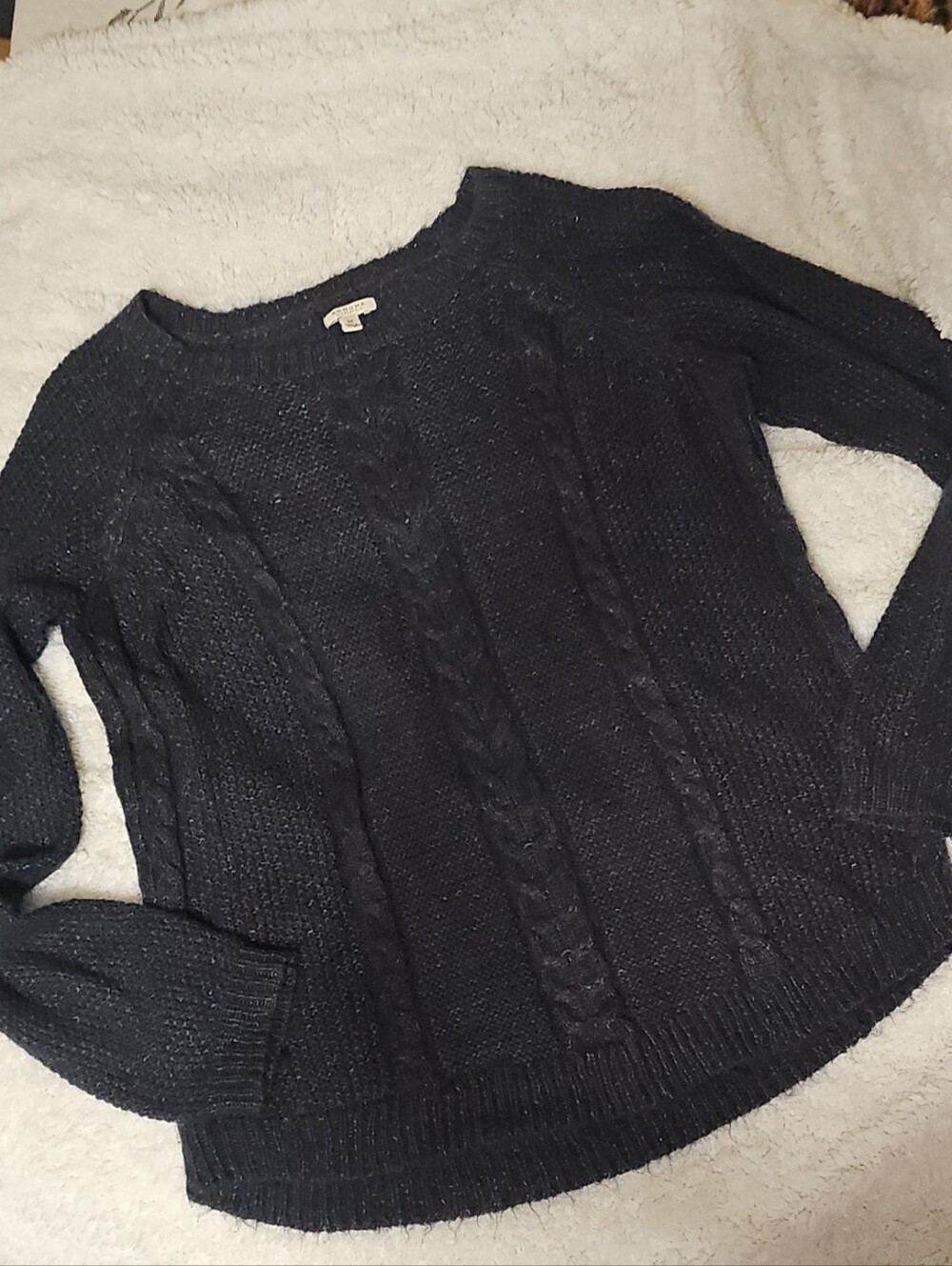 Sonoma Navy Cable-Knit Scoop Neck Sweater